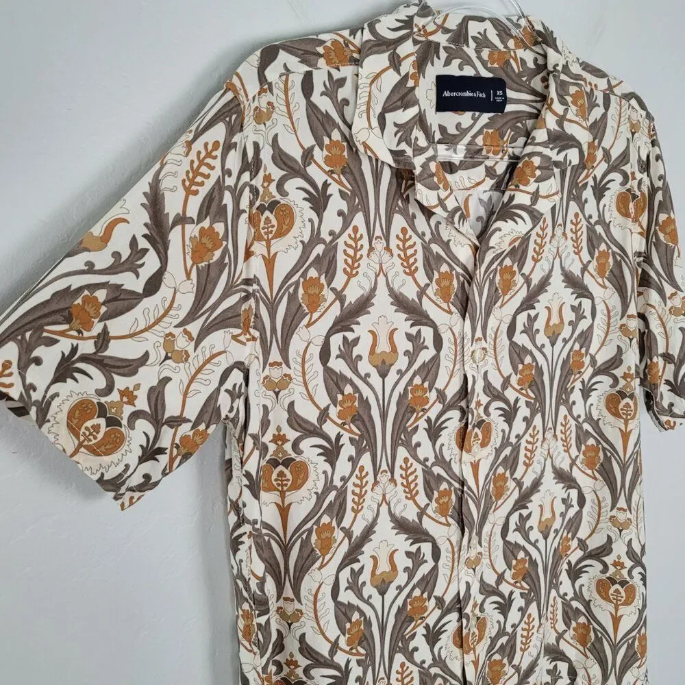 Abercrombie & Fitch Size XS Men's Button Shirt Camp Short Sleeve Floral Multi - Picture 7 of 12